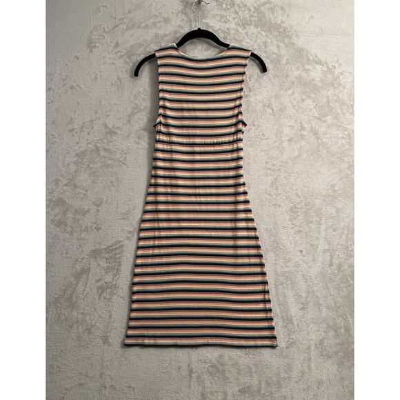 Volcom Lil Knit Twist Striped Dress Size S Cut Out Beachy Resort Lounge Casual - Picture 2 of 8